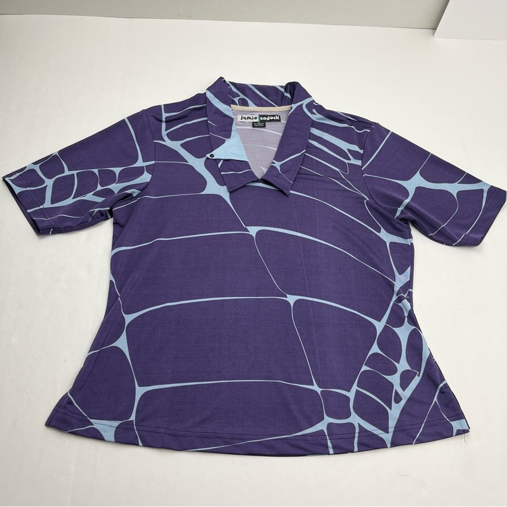 Jamie Sadock‎ Short Sleeve Polo Shirt Top Womens Size Medium Purple Stretch Golf